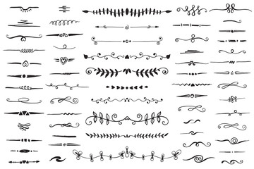 Vector collection of hand drawn borders in sketch style - obrazy, fototapety, plakaty
