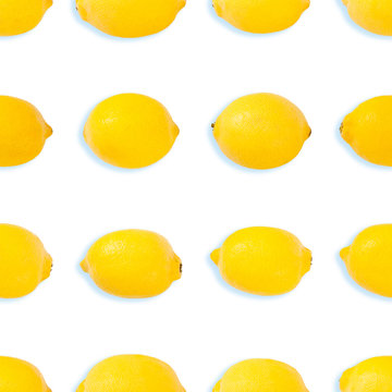 Seamless background or pattern with Fresh yellow lemons