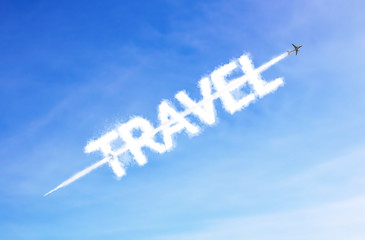 Travel Cloud is in the air. sky background