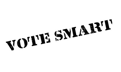 Vote Smart rubber stamp. Grunge design with dust scratches. Effects can be easily removed for a clean, crisp look. Color is easily changed.