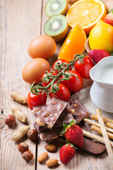 Selection of allergy food, healthy life concept