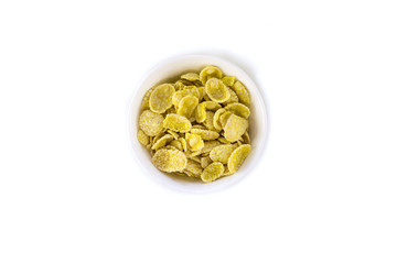 Bowl of corn flakes  with isolated on white background