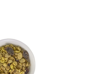 Bowl of muesli isolated on white background