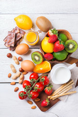 Selection of allergy food, healthy life concept