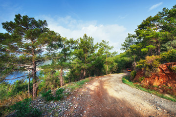 Panoramic view on sea coast. Beauty world. Turkey