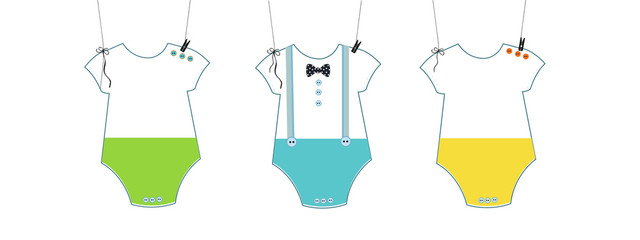 Baby shower invitation. Bow tie and baby boy symbol baby body greeting card