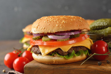 Traditional homemade cheeseburger