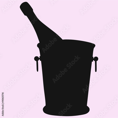 "Champagne bottle in a ice bucket vector silhouette ...