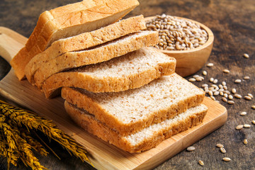 slice brown bread and white bread isolated on background