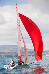 Papier Peint photo Lavable Naviguer Red sailing yacht