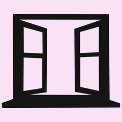 opened blank window frame vector silhouette isolated