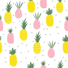 Pineapple colorful pattern. Cute background.