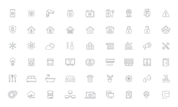 Smart Home, Home Automation Line Vector Icon Set