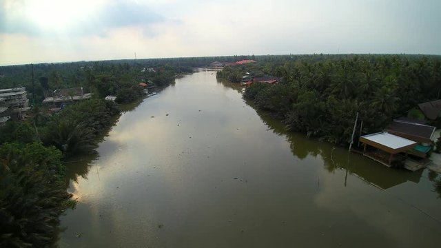 Aerial view of the river in rural of Thailand