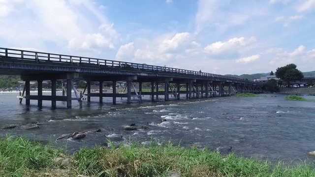 The bridge across the river in Kyoto, Japan