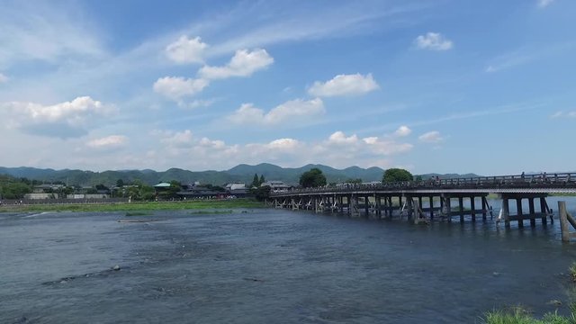 The bridge across the river in Kyoto, Japan