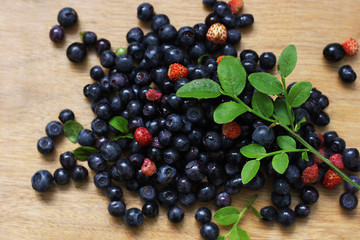 Blueberries on the table.