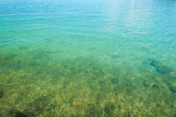 Bottom view of the clear sea water