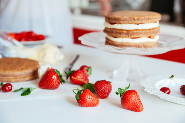 Woman Making The Naked Cake
