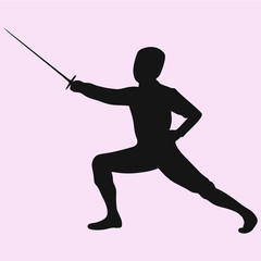 Fencing player vector silhouette isolated