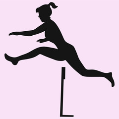 Professional female hurdler in a jump vector silhouette isolated 
