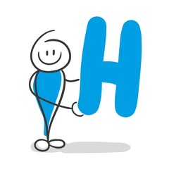Stick Figure Series Blue / Alphabet H