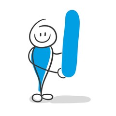 Stick Figure Series Blue / Alphabet I