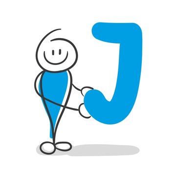recommend clip art: Stick Figure Series Blue / Alphabet J