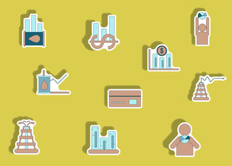Fototapeta premium Collection of icons in paper sticker style. infographic items, business statistics
