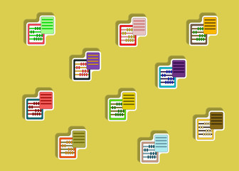 flat icons set of abacus and blank concept in paper sticker style. infographic items