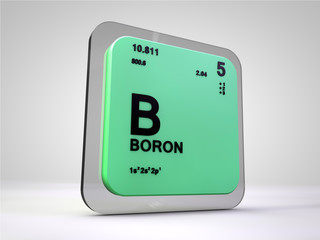 Boron -  B - chemical element periodic table 3d render