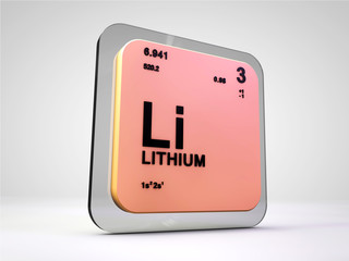 Lithium -  Li - chemical element periodic table 3d render