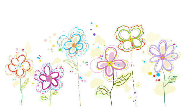Colorful spring flowers illustration background