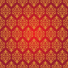 Vector Vintage background for Graphic Design. Golden pattern on a red background.