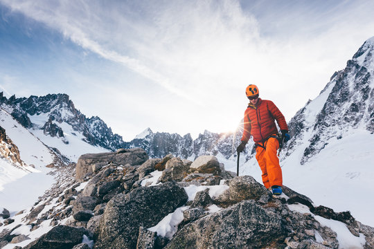 Man climbing in the Alps