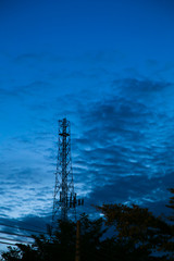 Obraz premium high voltage post.High-voltage tower sky background.