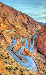 Winding road at the Dades Gorges in Morocco