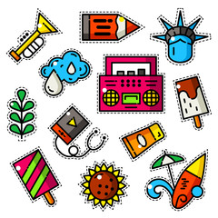 Set of bright patches vector illustration
