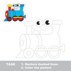 Funny locomotive to be traced. Vector trace game.