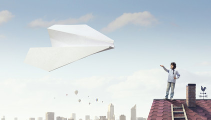 Obraz premium Little handsome pilot . Mixed media