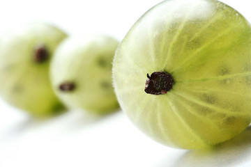 Close up of gooseberrys on white background