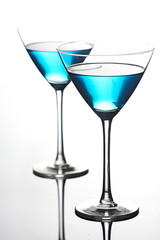 Close up of drinks in martini glasses
