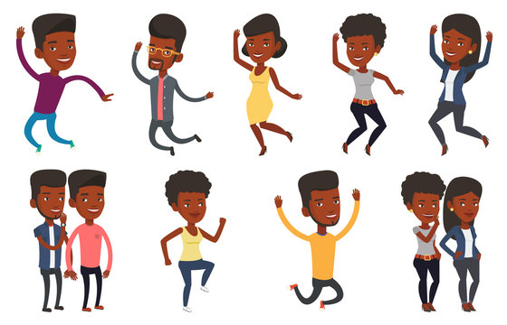 Vector set of people during leisure activity.