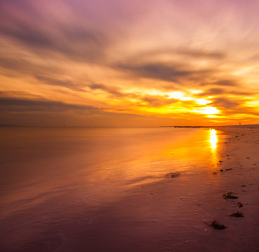 Long Exposure Of Coney Island Beach