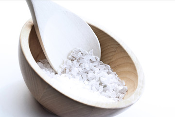 Close up of salt grains on spoon
