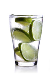 Close-up of drink with lime slices