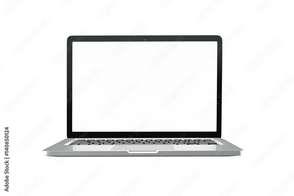 Poster Modern computer laptop isolate with clipping mask on white background for mockup ,3D rendering