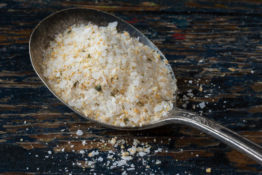 Garlic salt on a Vintage Spoon