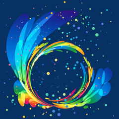 Multicolored round abstract element on blue background