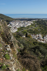 Fototapeta na wymiar panoramic view of Frigiliana- one of the beautiful spanish pueblos blancos in Andalusia, Costa del Sol